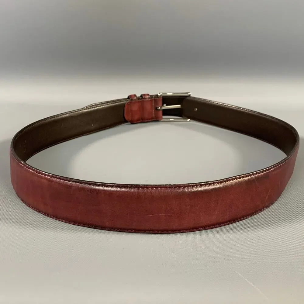 STEFANOBI Size 34 Burgundy Leather Belt